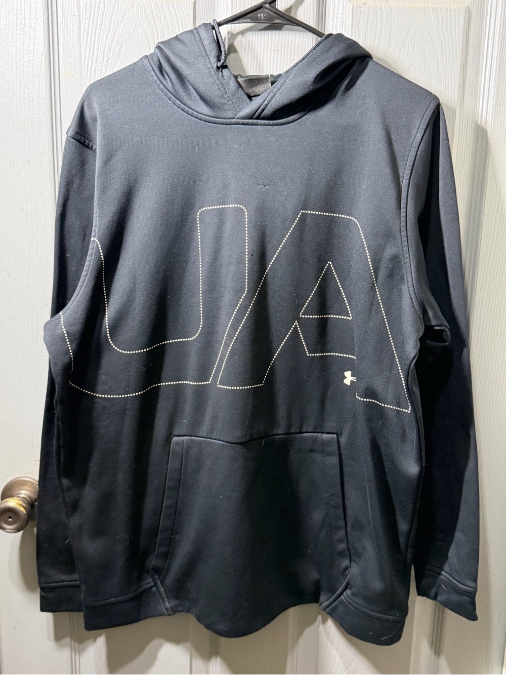 Under Armour Black Hoodie with White Dotted 'UA' Graphic